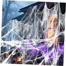  Spider Web, Bonus with 50 Artificial Spiders, Fabric Spider Webbing, 1000 sqft