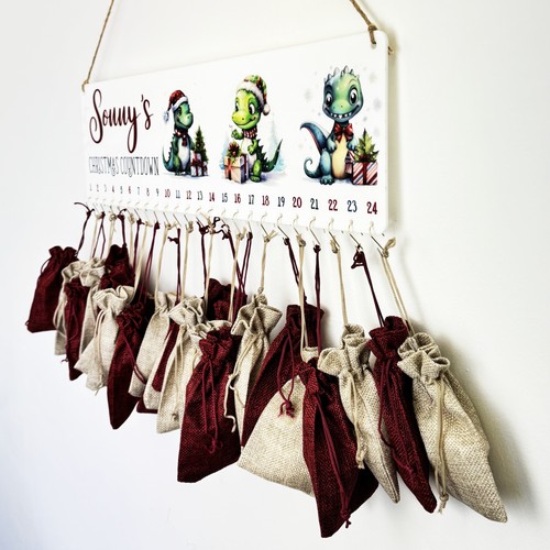 Calendario de Adviento de Navidad Personalizado Niños Niña Elfo Hágalo Usted Mismo Letrero de Cuenta Regresiva de Navidad - Imagen 7 de 10