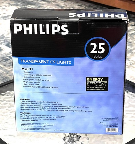 NOS Philips 25 C9 Transparent Christmas Lights Multi Color IN/OUTDOOR Tested - Picture 3 of 6