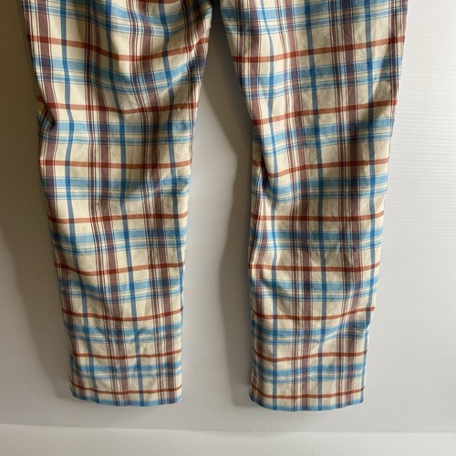Miss Shop Pants Women 12 Blue Brown White Plaid Check Straight Leg Stretch - Picture 12 of 13