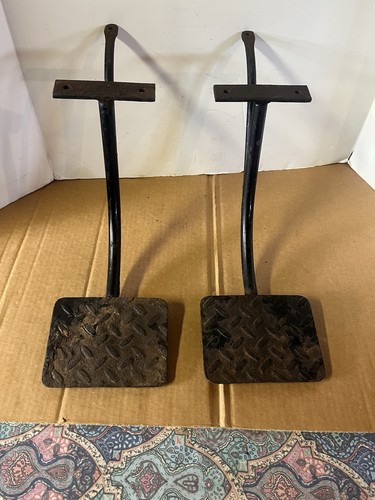 Pair Buggy Steps Wagon Sleigh Antique Cast Iron Horse Drawn Carriage Stair Amish