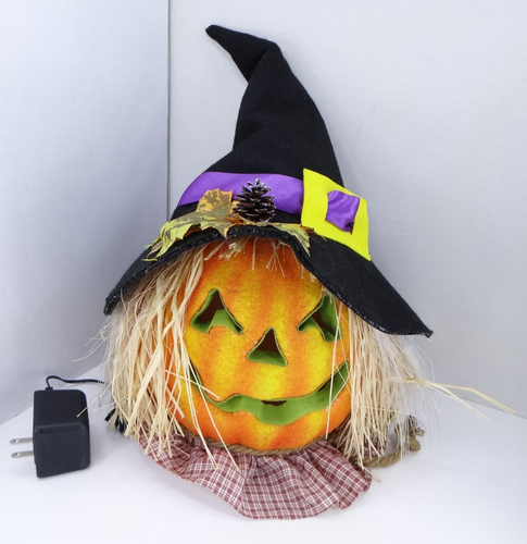 Cappello strega testa di zucca spaventapasseri in fibra ottica Halloween cambia colore vedi video