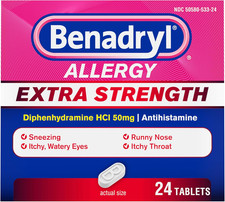 Benadryl Extra Strength Allergy Relief Medicine, 50 Mg Diphenhydramine Hcl Antih