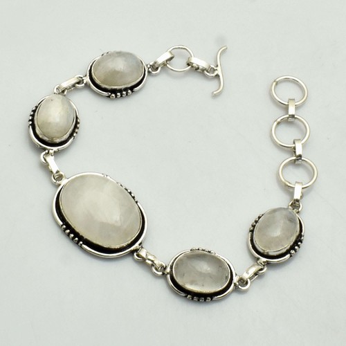 Rainbow Moonstone Gemstone Handmade Bracelet Jewelry 23 Gms Gift For Her AB 3925