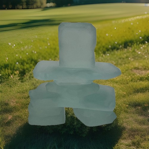 INUKSHUK kanadische signierte weiche Oberfläche Milchglas Figur Statue 4" hoch Vintage