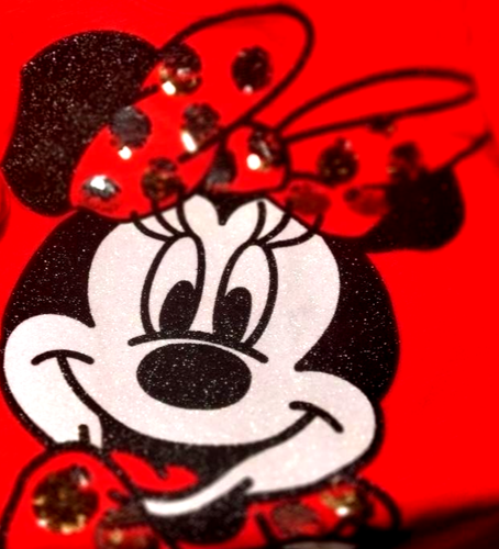 Preowned Disney Girls Long Sleeve Red Minnie Mouse Glitter Tee Shirt Size - 6 - Picture 2 of 4