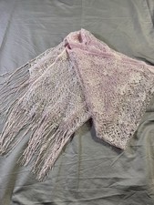 Lace Scarf Light Weight Pink Fringe Tassel Shawl Wrap