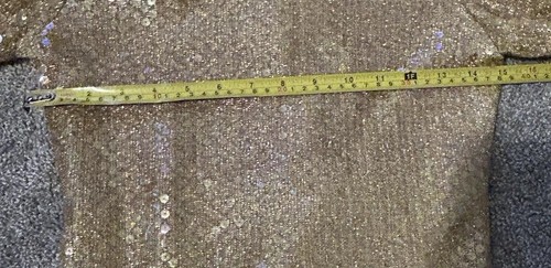 Vestido Acolchado Vintage Leo Narducci Talla 6 Color Dorado Forrado Lentejuelas Abertura  - Imagen 11 de 12