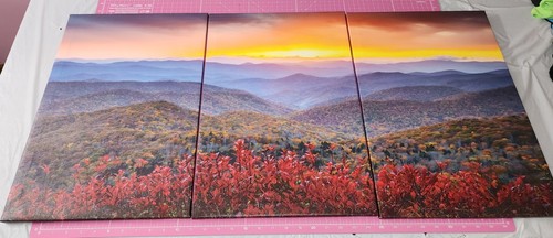 Mountain Sunset 3 Piece Canvas Wall Art Picture - Picture 6 of 12