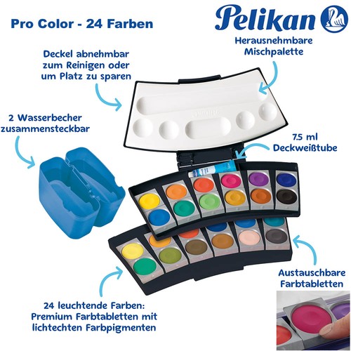 Pelikan Deckfarbkasten Malkasten Tuschkasten K12/K24 Space12/24 ProColor 12/24 - Bild 15 von 16