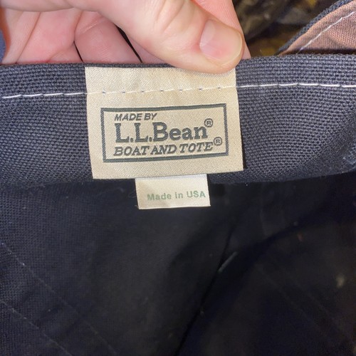 Vintage LL Bean Boat And Tote Canvas Bag XL Black & Brown USA 80s 90s EUC Rare - Picture 9 of 10