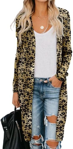 Womens Casual Open Front Printed Cardigans Sweaters Coats Jackets Outerwear - Picture 16 of 35