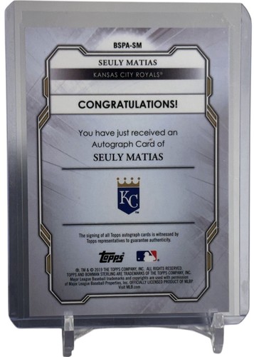 2019 Bowman Sterling Seuly Matias Prospect & Rookie Auto Card #BSPA-SM W/Top - Picture 2 of 5