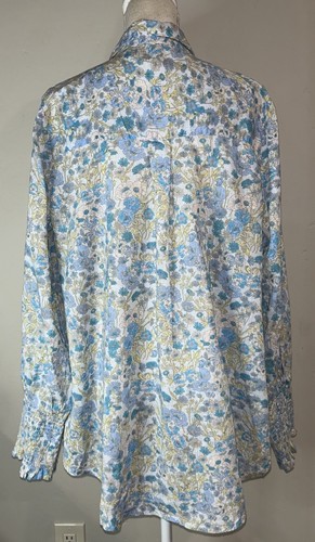 Free People Wild Gardenia Floral Ruffle Tunic Button Down Shirt Blouse Sz L NWT - Picture 7 of 12