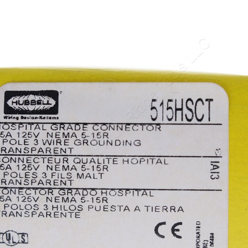 Hubbell Hospital Grade Straight Blade Connector CLEAR! 5-15R 15A 125V 515HSC - Picture 8 of 8