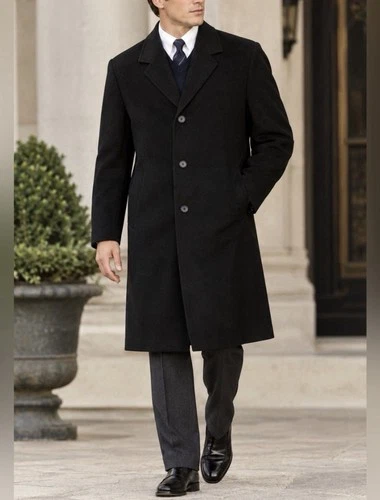 Men's Stafford Signature 52R Classic Fit Black Wool Blend Overcoat 3 Button video thumbnail