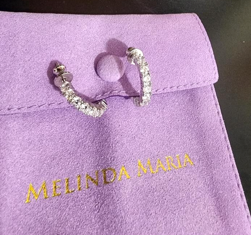 Pendientes de aro de diamanta MELINDA MARIA "She's a Classic" .75".NUEVOS/Bolsa + REGALO - Imagen 2 de 6