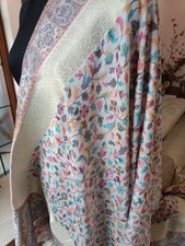 MASTERPIECE PARTY WEDDING KANI JAMAVAR SHAWL FLORAL WRAP Silk Blend Pashmina