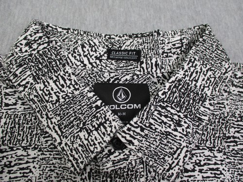 Volcom Trick Bag Short Sleeve Shirt Mens Medium Black White Zebra Button Up - Picture 10 of 19