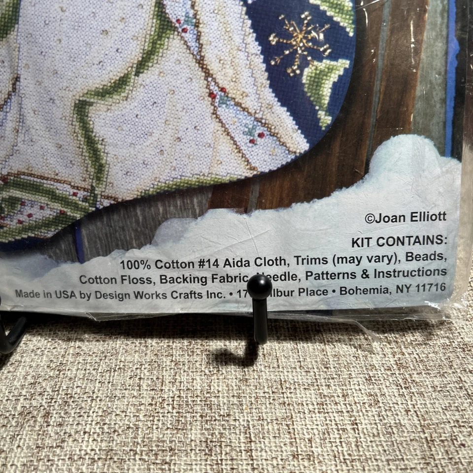 "Kit de medias de Navidad Holly Angel nuevo en paquete, Joan Eliott 5963, sellado, azul oscuro 17""" Foto 3 de 4