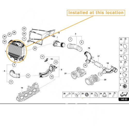 Enfriador de aire de carga izquierdo OEM: 4M0145803AK para LAMBORGHINI URUS - Imagen 2 de 3