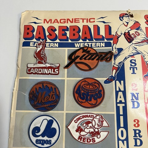 Vintage 1980's MLB Magnetic Baseball Standings Board & Full Set 26 Logo Magnets - Picture 2 of 10