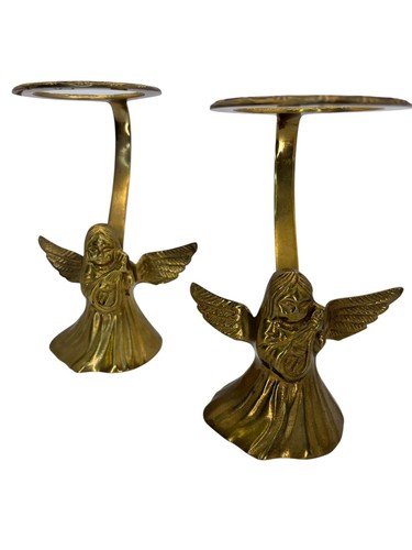 Candelabros votivos de ángel de latón vintage - Juego de 2 - Decoración ornamentada de mediados de siglo - Imagen 5 de 5