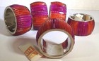Napkin Ring Table Service Dinner Contemporary Home Pink/Orange Embellished Set 5