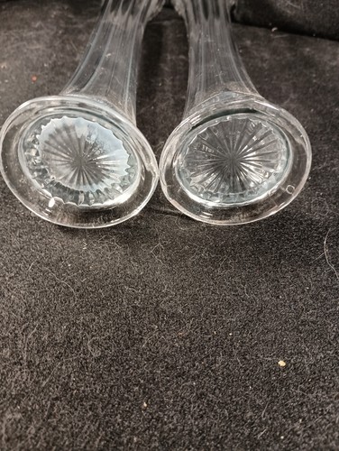 Paar Vintage geschwungene Glasvasen 11" - Bild 3 von 4