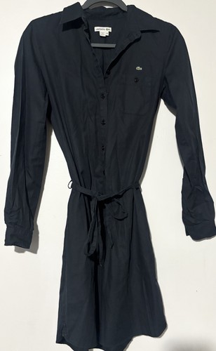 Lacoste Women’s Shirt Dress Belted Waist Size 38/US Size 7 Button Front Pockets - Picture 3 of 6