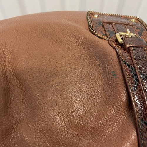 VTG Y2K Isabella Fiore Lena Brown Leather Metal Studded Chain Large Hobo Handbag - Picture 17 of 24