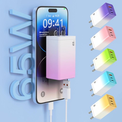65W Charger Fast Charging Type-C GaN Phone Charger USB-C QC 3.0 Phone Charg GXS - Picture 8 of 18