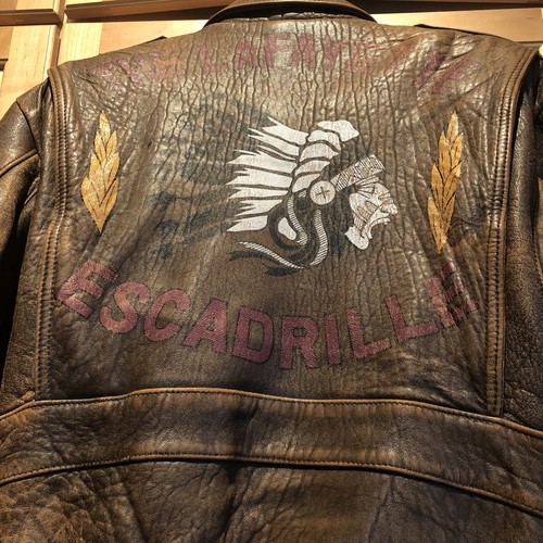 Vintage Flight of The Intruder Bomber Leather Jacket Lafayette Squadron Sz 6 - Picture 5 of 24