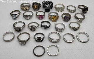 Sterling Silver Mixed Color Gemstone Modern Jewelry Rings Lot Size 5 8