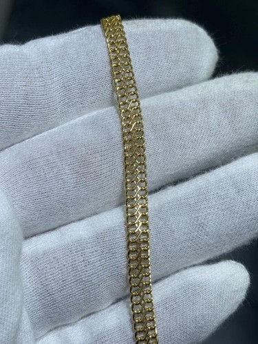 14k Yellow Gold Vintage Flat Byzantine Design Link Tennis Bracelet 2.2 Grams - Picture 2 of 8