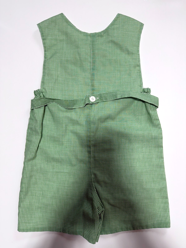 The Plantation Shop Jungen gesmokter Strampler Größe 4 grün Gingham Farmer Stickerei - Bild 2 von 2