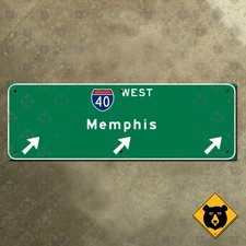Memphis Tennessee Interstate 40 west highway road guide sign 21x7