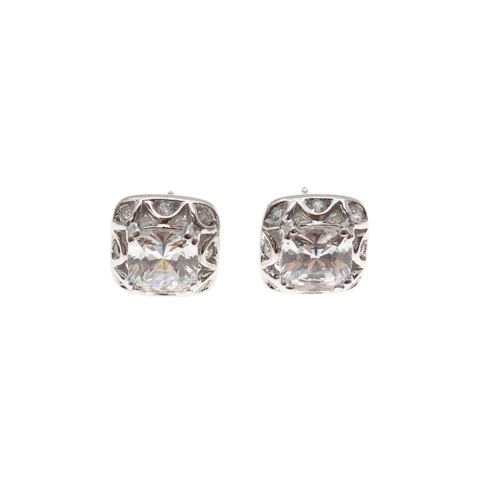 Pendientes TACORI 925 de plata de ley cojín y corte redondo C Z Foto 4 de 4