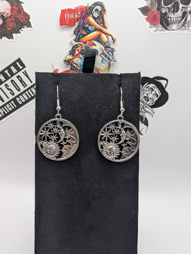 Ohrringe Silber Sonne und Mond Fee Goth Stil - Bild 2 von 2