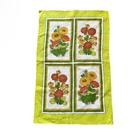 Vintage Linen Blend Tea Towel Green Orange Yellow Retro Flowers Hippy