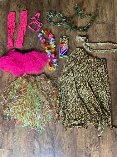 Various Fancy Dress Items Job Lot Neon 80’s Cave Woman Ivy Hawaiian Bundle Ivy - Picture 3 of 10