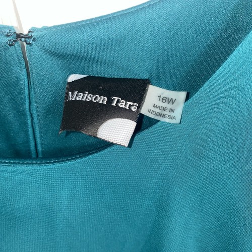 Maison Tara Women’s Sz 16W Green Chiffon Sheer Overlay Layered Midi Dress NWT - Picture 18 of 22