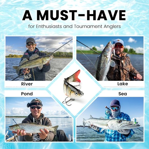 Señuelos de pesca de lubina multiarticulados realistas - Paquete de 3 para agua dulce y salada - Imagen 8 de 8