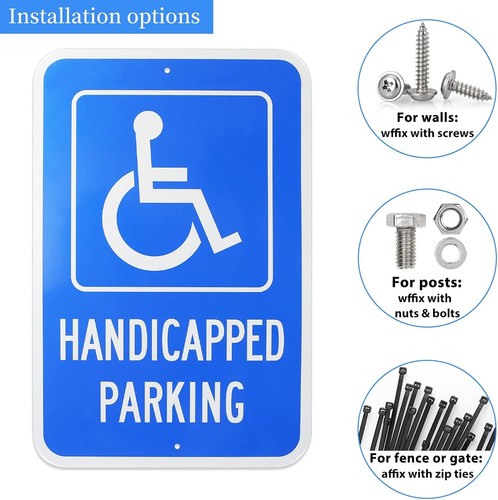 Handicap Parking Sign 2 Pack, Large 18"x12" Handicapped 12 x 18 inch, Blue  - Picture 4 of 7