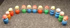 Vintage Lot of 13 Fisher Price Little People Family all Wooden Bodies & Heads