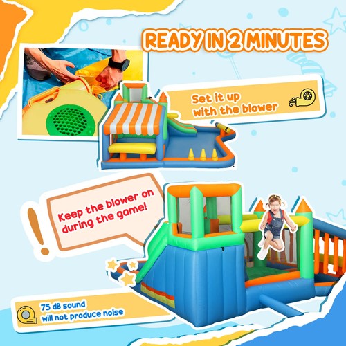 Inflatable Bounce House Water Slide Splash Pool Dry/Wet Play 4 Kids 3-8 Years - Picture 7 of 12