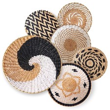 Set of 6 Hanging Woven Wall Basket Decor Large Round Rustic Farmhouse Trendy ...