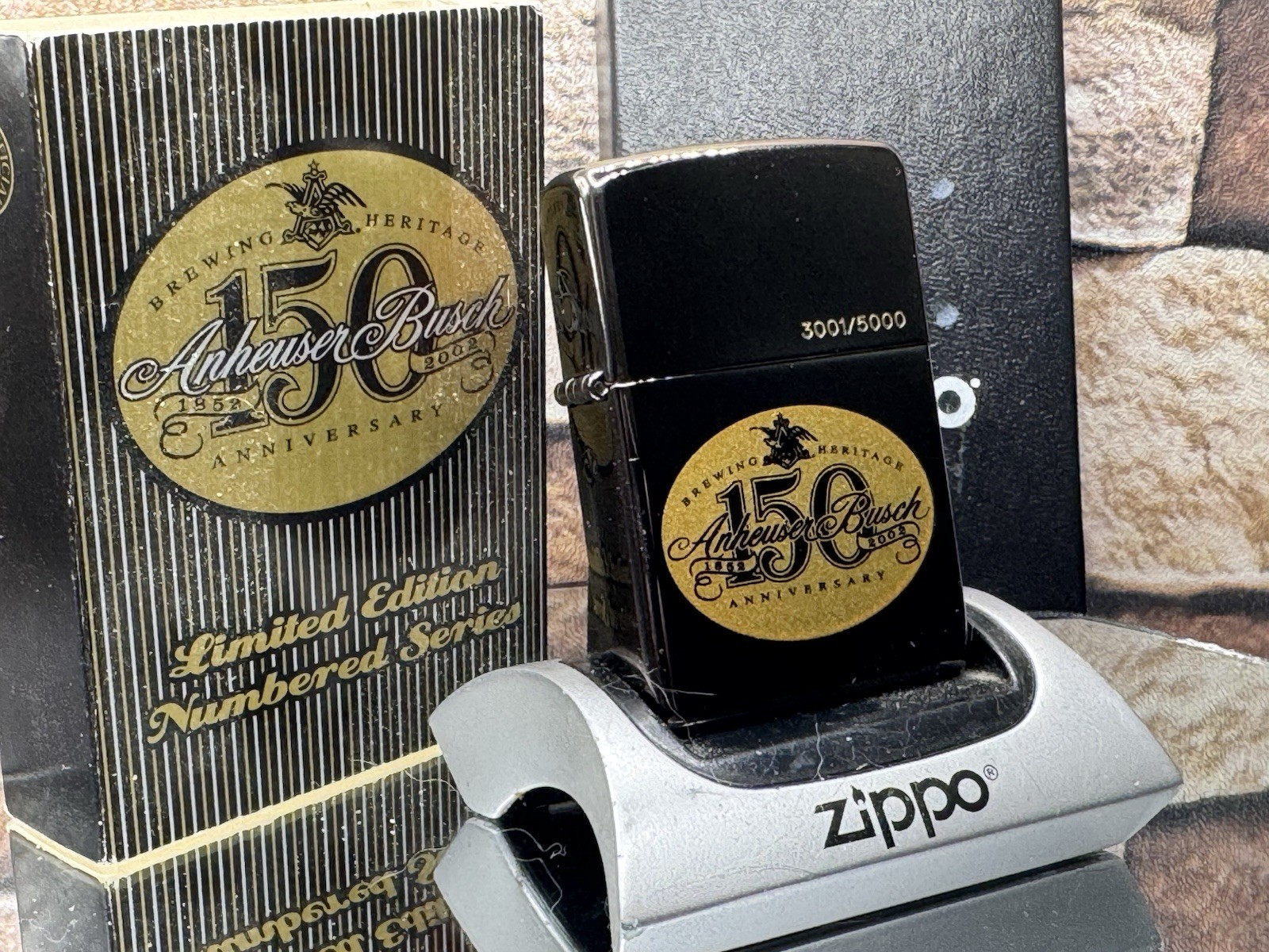 Anheuser-Busch 150th Anniversary Zippo Lighter Limited Edition 3001/5000 Sealed