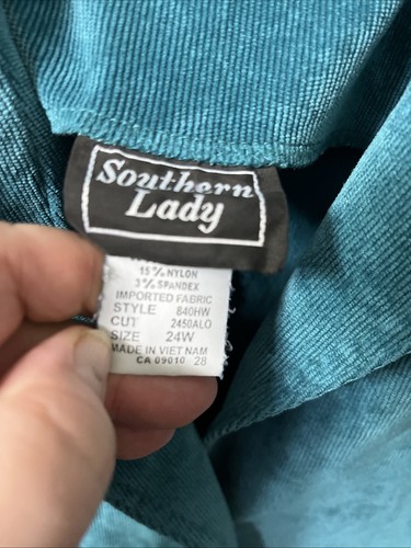 Southern Lady Teal Corduroy Button Down Jacket w/ Pockets Women Plus Size 24W - Picture 2 of 7
