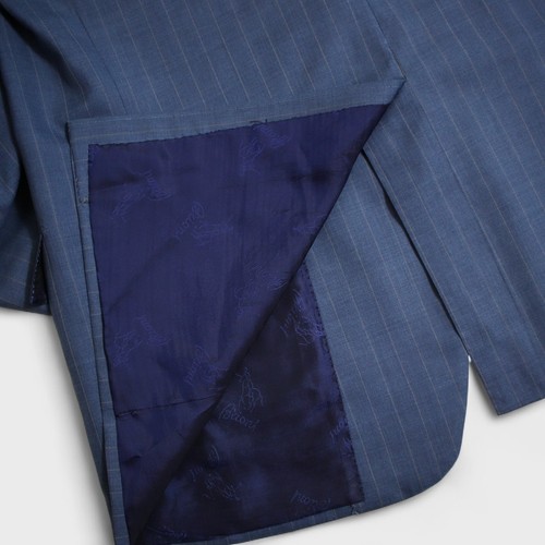 Brioni 2 Pc Suit 42R Blue Pinstripe Wool PALATINO Single Vent Pleated 2 Button - Picture 14 of 21